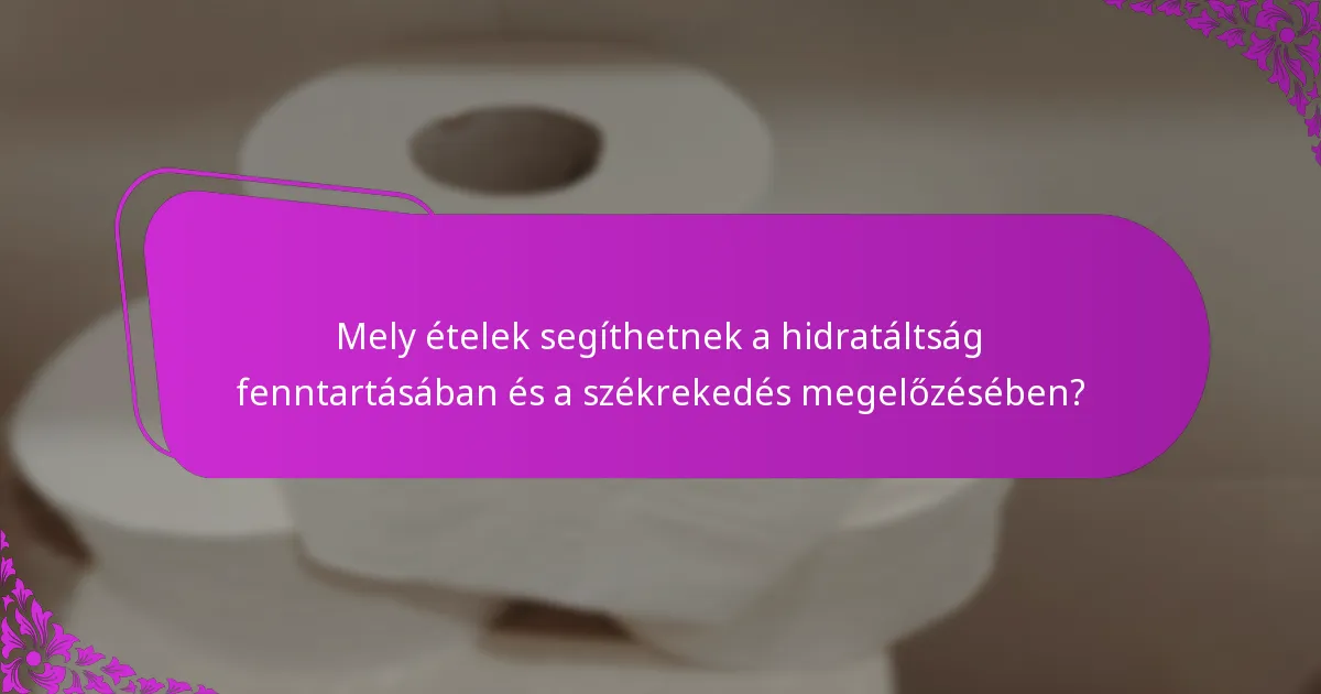 Mely ételek segíthetnek a hidratáltság fenntartásában és a székrekedés megelőzésében?