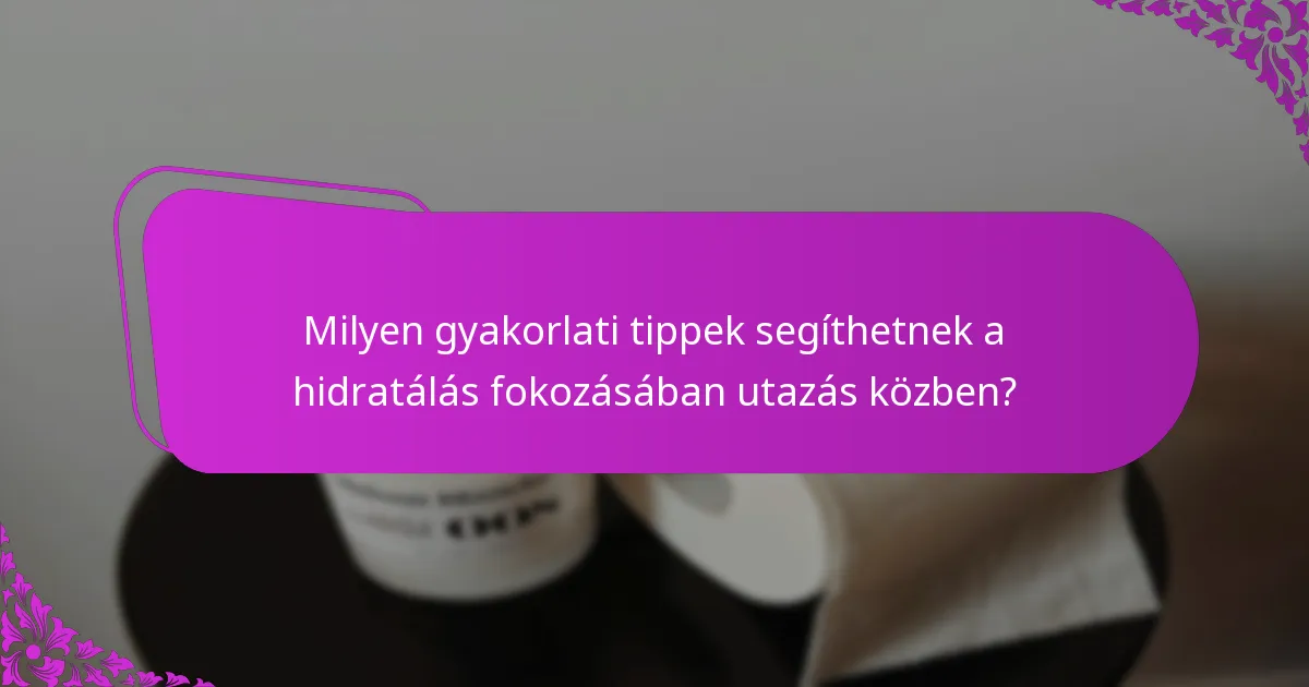 Milyen gyakorlati tippek segíthetnek a hidratálás fokozásában utazás közben?