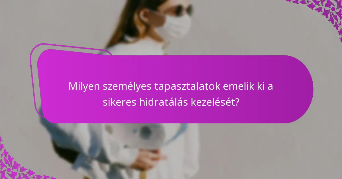 Milyen személyes tapasztalatok emelik ki a sikeres hidratálás kezelését?